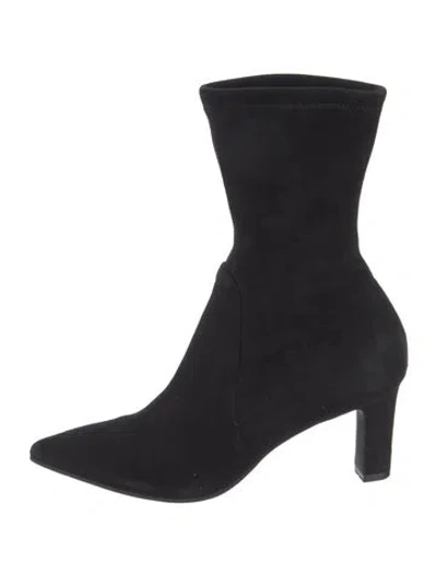 Pre-owned Stuart Weitzman Suede Sock Boots In Black