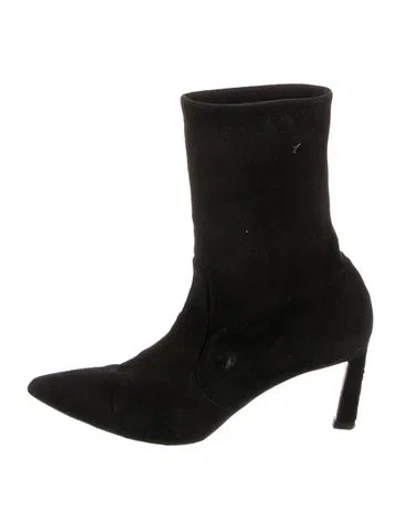 Pre-owned Stuart Weitzman Suede Sock Boots In Black