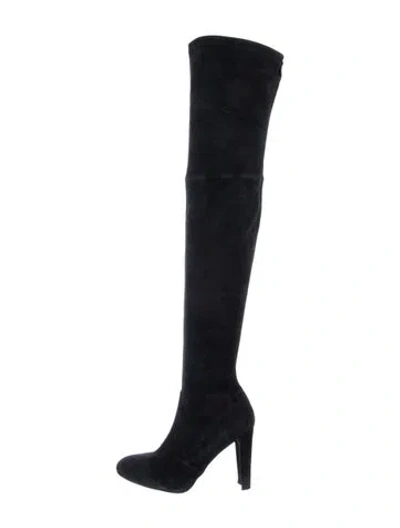 Pre-owned Stuart Weitzman Suede Sock Boots In Black