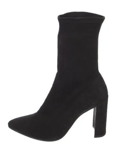 Pre-owned Stuart Weitzman Suede Sock Boots In Black