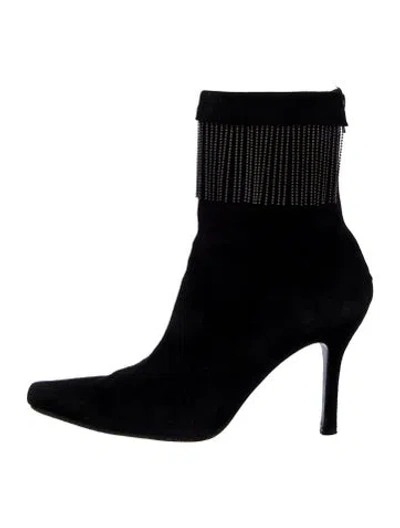 Pre-owned Stuart Weitzman Suede Sock Boots In Black