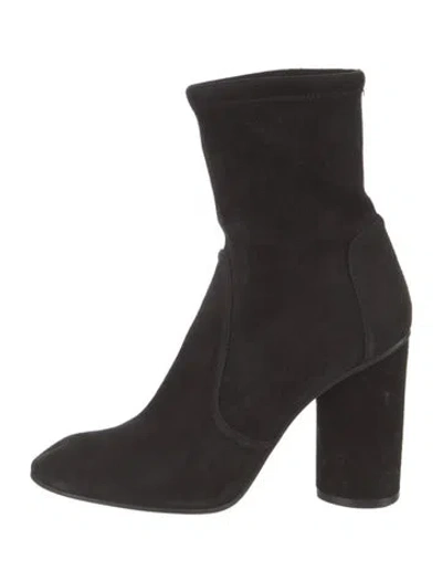 Pre-owned Stuart Weitzman Suede Sock Boots In Black