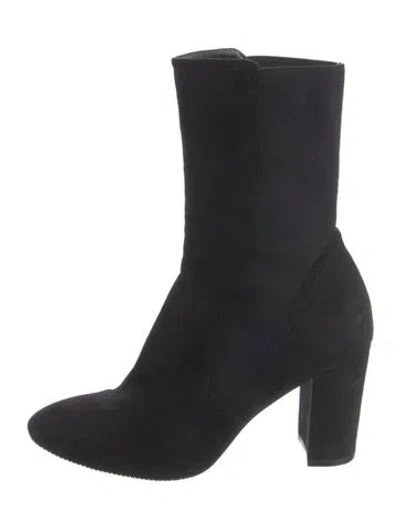 Pre-owned Stuart Weitzman Suede Sock Boots In Black