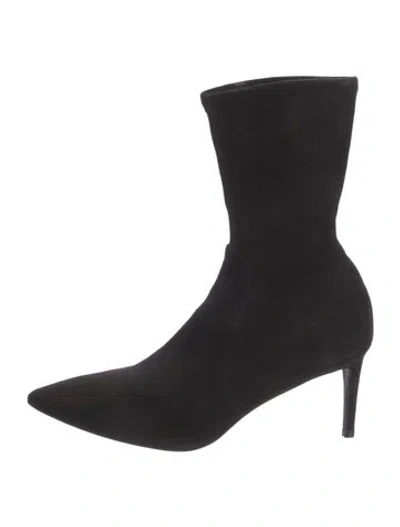 Pre-owned Stuart Weitzman Suede Sock Boots In Black