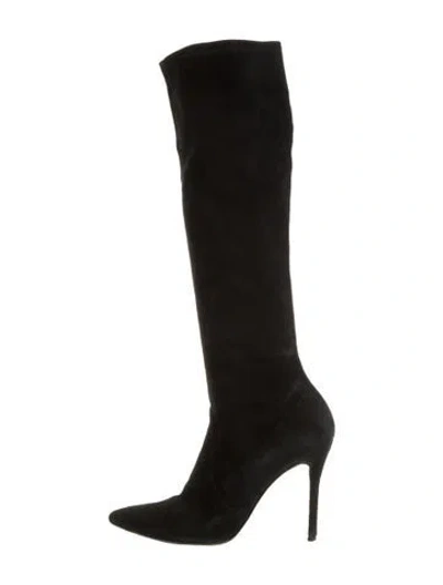 Pre-owned Stuart Weitzman Suede Sock Boots In Black