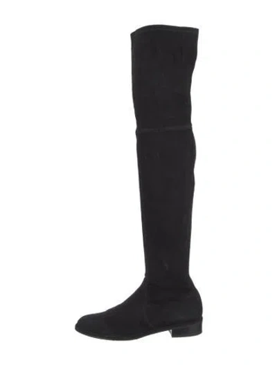Pre-owned Stuart Weitzman Suede Sock Boots In Black