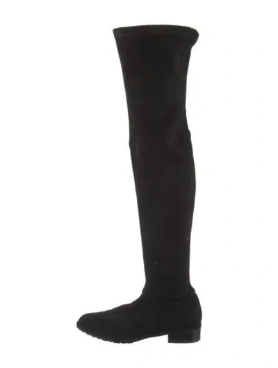 Pre-owned Stuart Weitzman Suede Sock Boots In Black