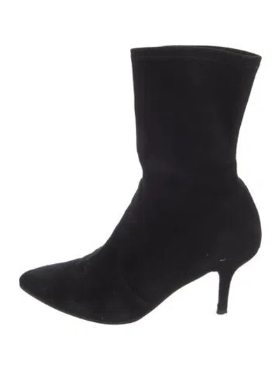 Pre-owned Stuart Weitzman Suede Sock Boots In Black