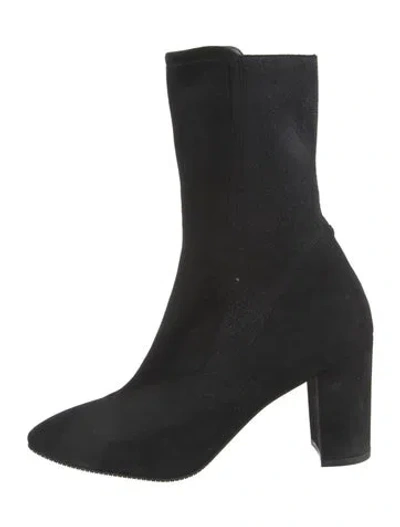 Pre-owned Stuart Weitzman Suede Sock Boots In Black