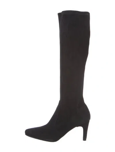 Pre-owned Stuart Weitzman Suede Sock Boots In Black