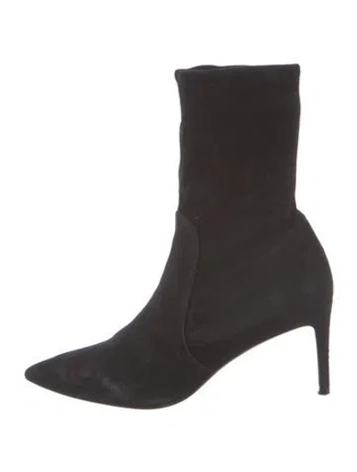 Pre-owned Stuart Weitzman Suede Sock Boots In Black
