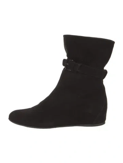 Pre-owned Stuart Weitzman Suede Sock Boots In Black