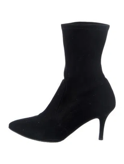 Pre-owned Stuart Weitzman Suede Sock Boots In Black