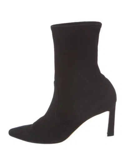 Pre-owned Stuart Weitzman Suede Sock Boots In Black