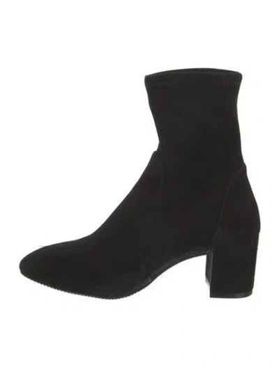 Pre-owned Stuart Weitzman Suede Sock Boots In Black
