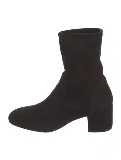 Pre-owned Stuart Weitzman Suede Sock Boots In Black