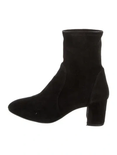 Pre-owned Stuart Weitzman Suede Sock Boots In Black