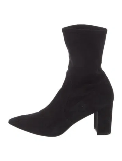Pre-owned Stuart Weitzman Suede Sock Boots In Black