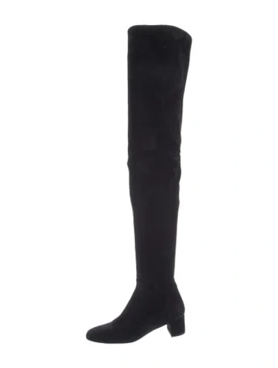 Pre-owned Stuart Weitzman Suede Sock Boots In Black