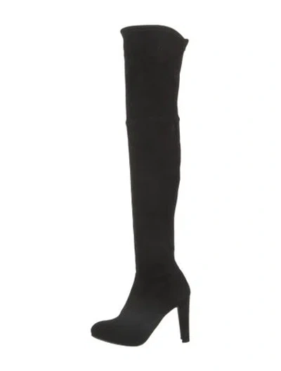 Pre-owned Stuart Weitzman Suede Sock Boots In Black
