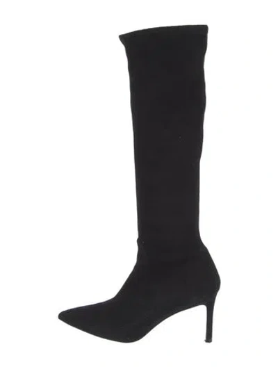 Pre-owned Stuart Weitzman Suede Sock Boots In Black
