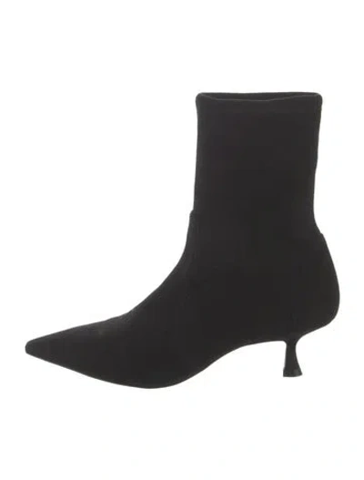 Pre-owned Stuart Weitzman Suede Sock Boots In Black