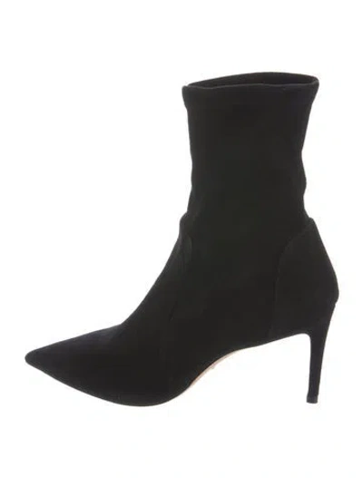 Pre-owned Stuart Weitzman Suede Sock Boots In Black