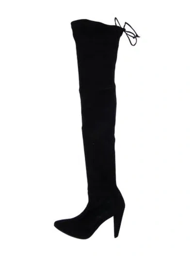 Pre-owned Stuart Weitzman Suede Sock Boots In Black