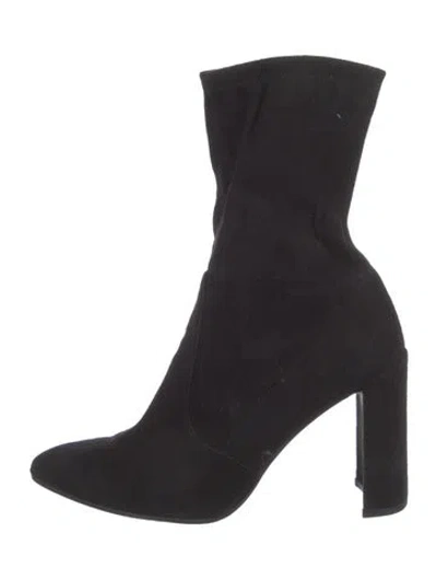 Pre-owned Stuart Weitzman Suede Sock Boots In Black