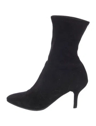 Pre-owned Stuart Weitzman Suede Sock Boots In Black