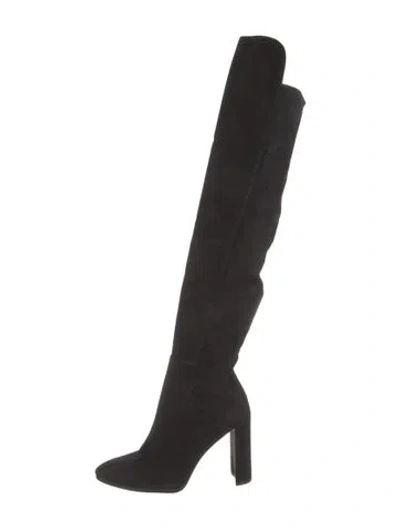 Pre-owned Stuart Weitzman Suede Sock Boots In Black