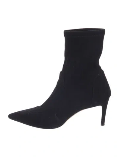 Pre-owned Stuart Weitzman Suede Sock Boots In Black