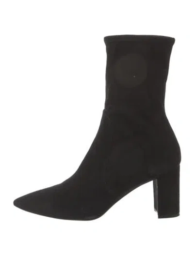Pre-owned Stuart Weitzman Suede Sock Boots In Black