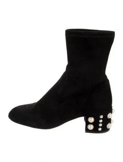 Pre-owned Stuart Weitzman Suede Sock Boots In Black