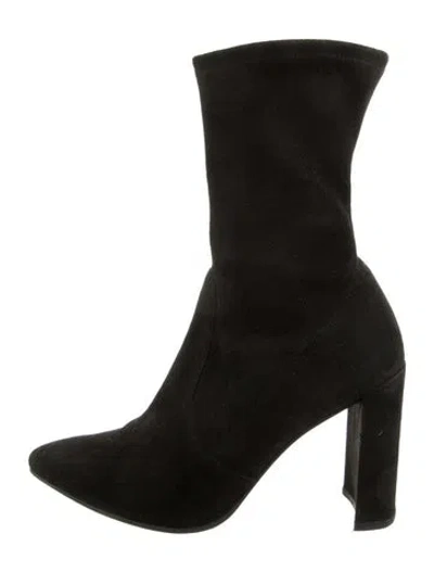 Pre-owned Stuart Weitzman Suede Sock Boots In Black
