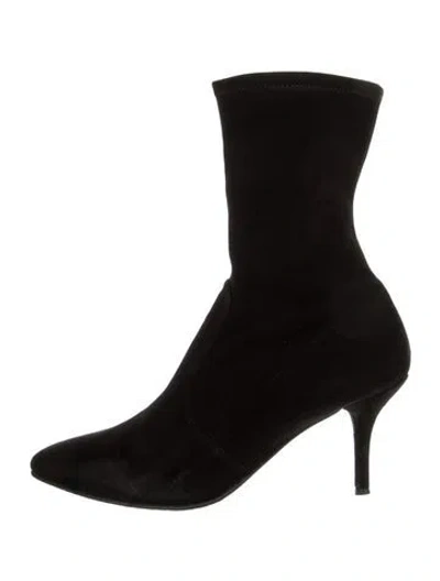 Pre-owned Stuart Weitzman Suede Sock Boots In Black