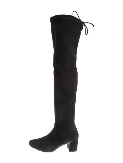 Pre-owned Stuart Weitzman Suede Sock Boots In Black