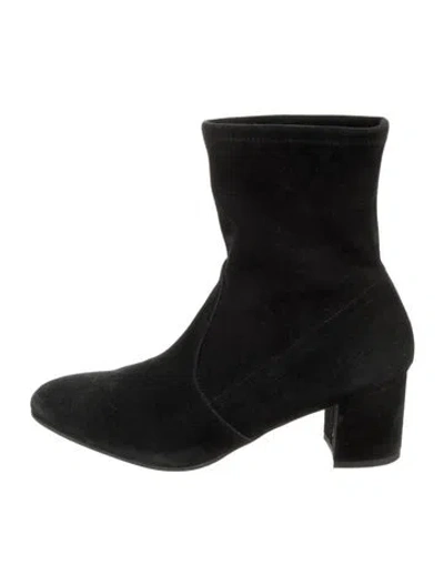 Pre-owned Stuart Weitzman Suede Sock Boots In Black