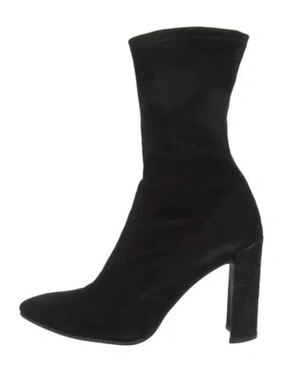 Pre-owned Stuart Weitzman Suede Sock Boots In Black