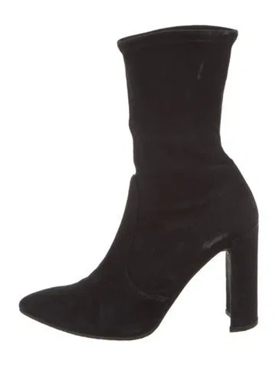 Pre-owned Stuart Weitzman Suede Sock Boots In Black