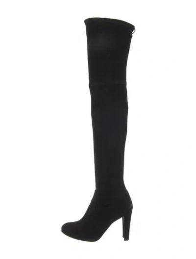 Pre-owned Stuart Weitzman Suede Sock Boots In Black