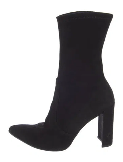 Pre-owned Stuart Weitzman Suede Sock Boots In Black