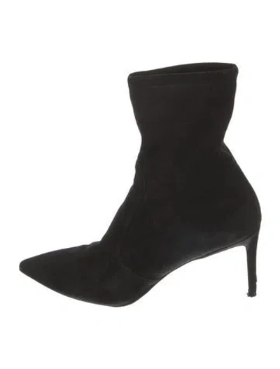 Pre-owned Stuart Weitzman Suede Sock Boots In Black