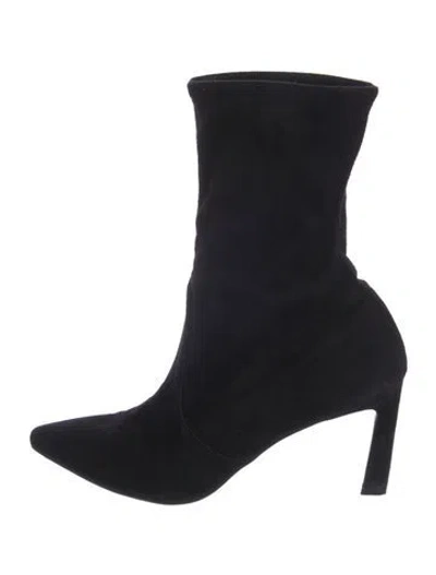 Pre-owned Stuart Weitzman Suede Sock Boots In Black