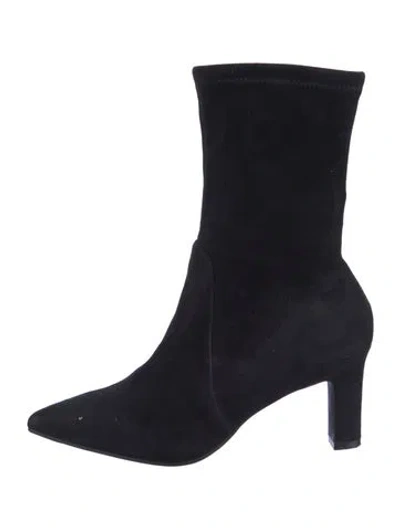 Pre-owned Stuart Weitzman Suede Sock Boots In Black