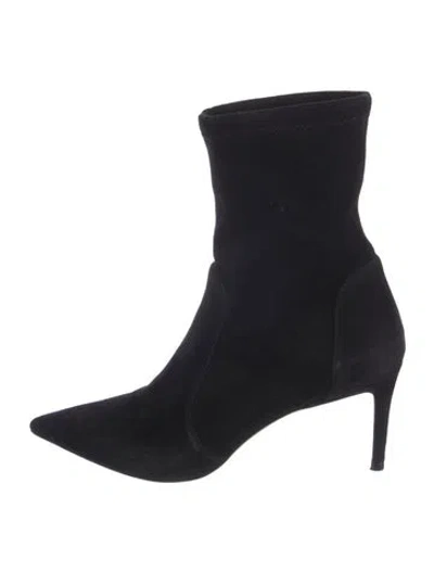 Pre-owned Stuart Weitzman Suede Sock Boots In Black