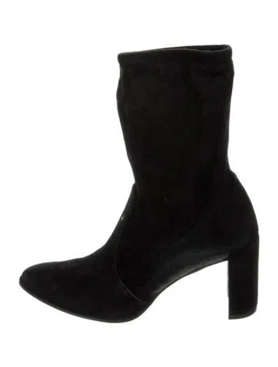 Pre-owned Stuart Weitzman Suede Sock Boots In Black