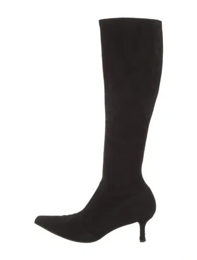 Pre-owned Stuart Weitzman Suede Sock Boots In Black