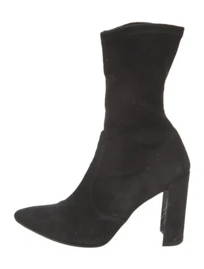 Pre-owned Stuart Weitzman Suede Sock Boots In Black