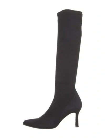 Pre-owned Stuart Weitzman Suede Sock Boots In Black
